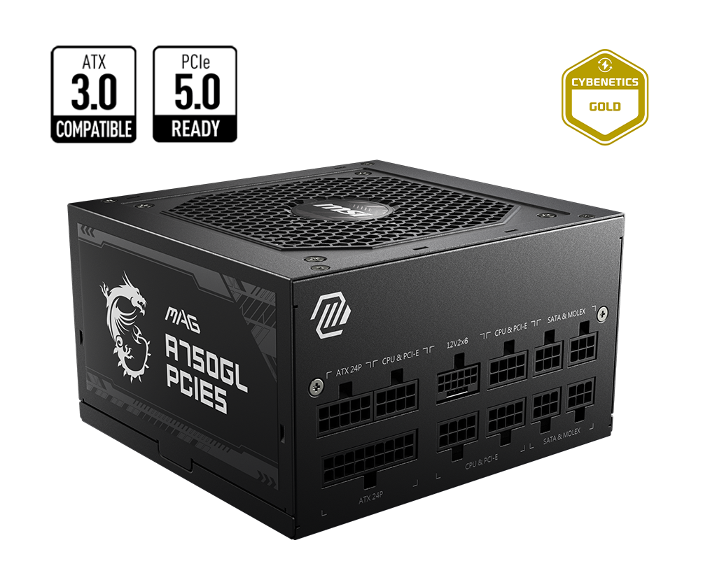Fuente MSI MAG A750GL 750W 80 Plus Gold Full Modular PCIE 5.1 / ATX 3.1
