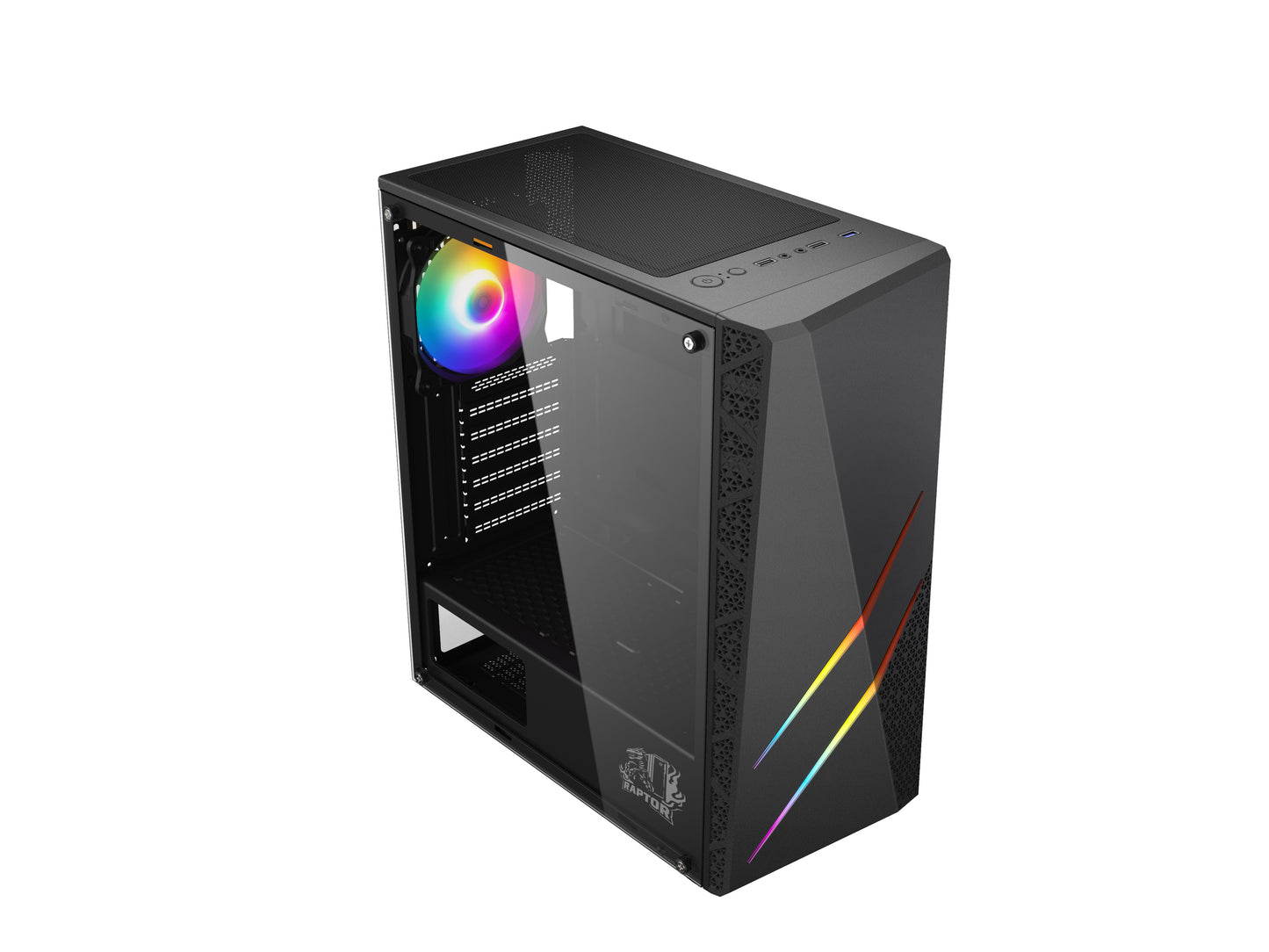Gabinete Raptor Blaze Force TG Mid-Tower RGB Fan x1 w/button control