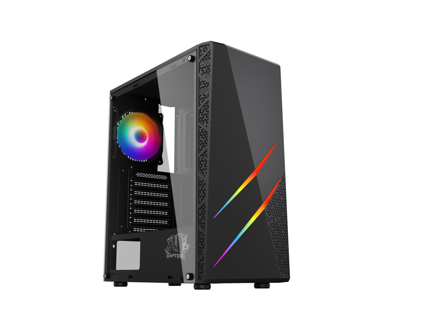 Gabinete Raptor Blaze Force TG Mid-Tower RGB Fan x1 w/button control