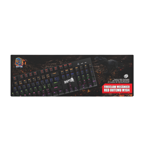 Teclado Raptor Fireclaw M104 Mecanico Retroiluminado Switch Red Outemu