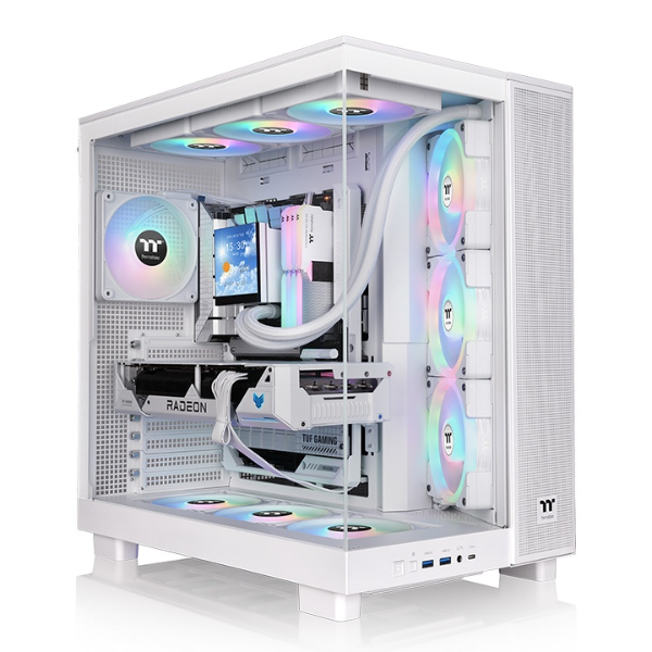 Gabinete TT View 380 XL Mid-Tower TG x2 Fan ARGB x1 Reverse Fan x3 Snow (9682)