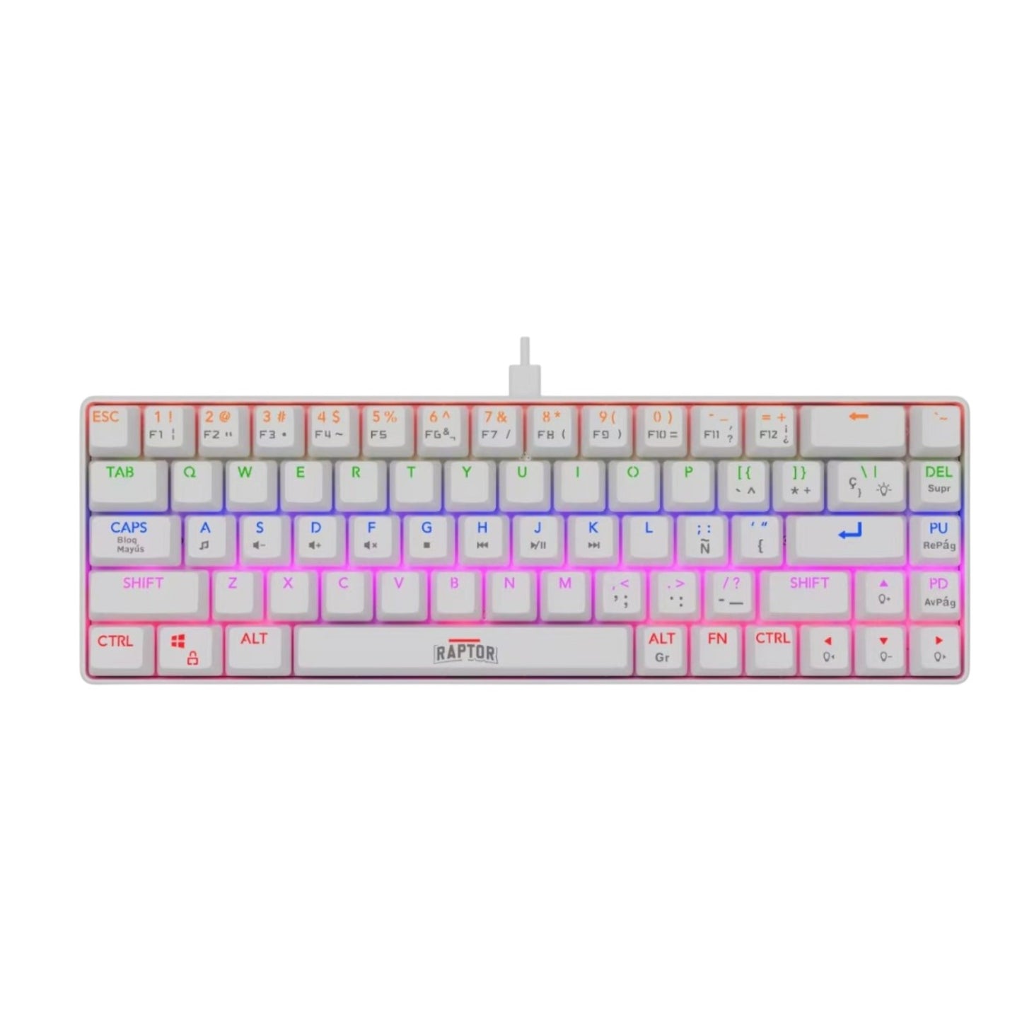 Teclado Gamer Raptor Fireclaw M68 Mecanico Retroiluminado Switch Red Outemu White