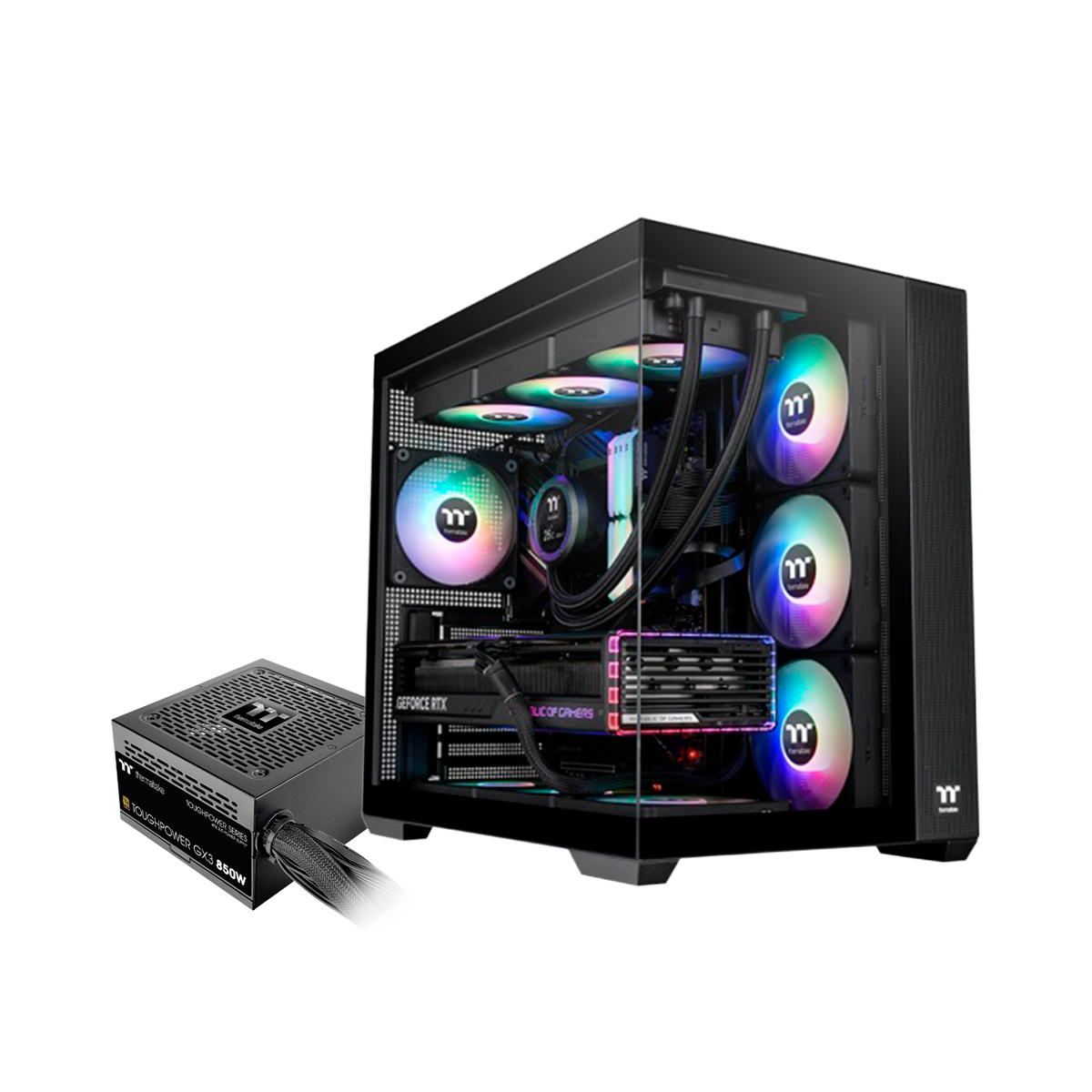 Gabinete TT View 380 Lite Fan ARGB x4 TG x2 c/Fuente 850W Gold