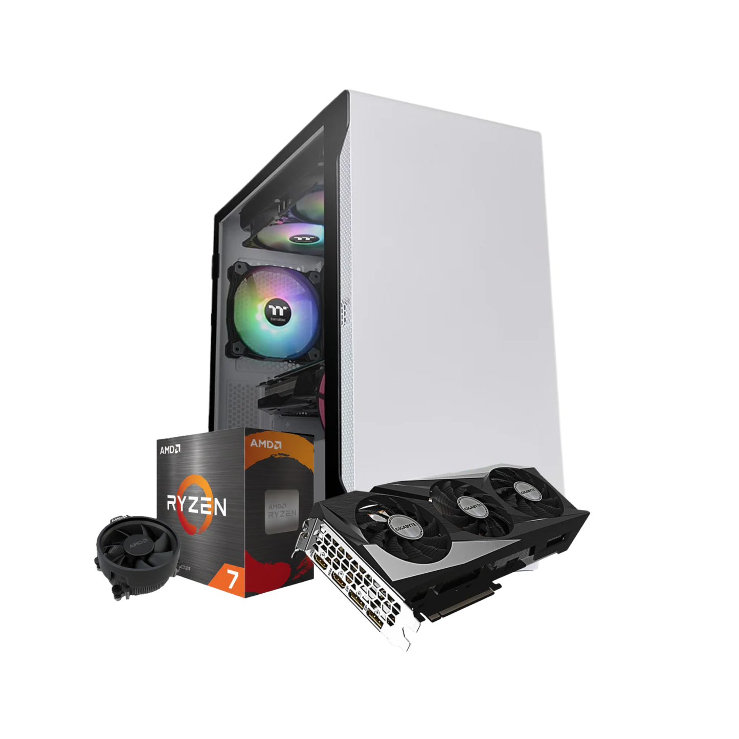 PC Gamer Armada. Ryzen 7 5700 | Mother MSI B550M-A PRO | M.2 1TB | 16GB DDR4 | Fuente de 600W | Radeon RX 7600 | Gabinete TT S100 Mid-Tower TG Fan x1 White