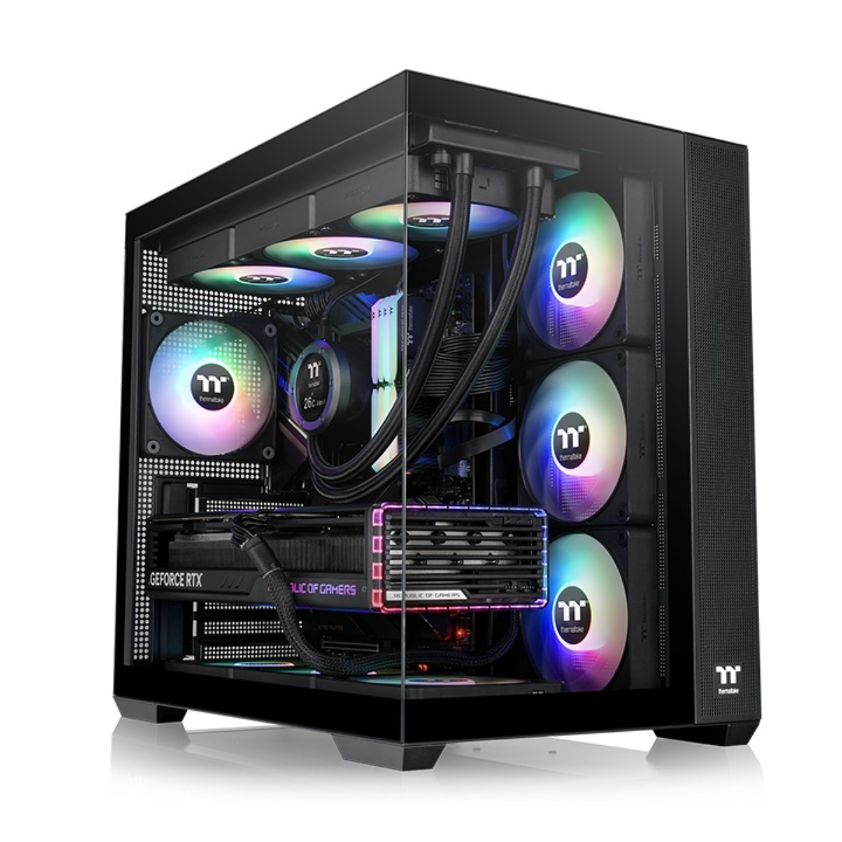 Gabinete TT View 380 Mid-Tower TG x2 Fan ARGB x4 Black
