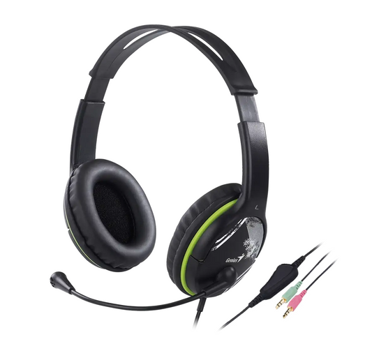 Auricular c/Mic Genius HS-400A,Green,+Single Jack Cable
