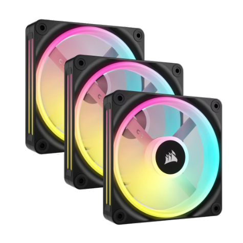 Fan Cooler Corsair iCUE LINK QX120 RGB 120mm Magnetic Dome Black Pack x3