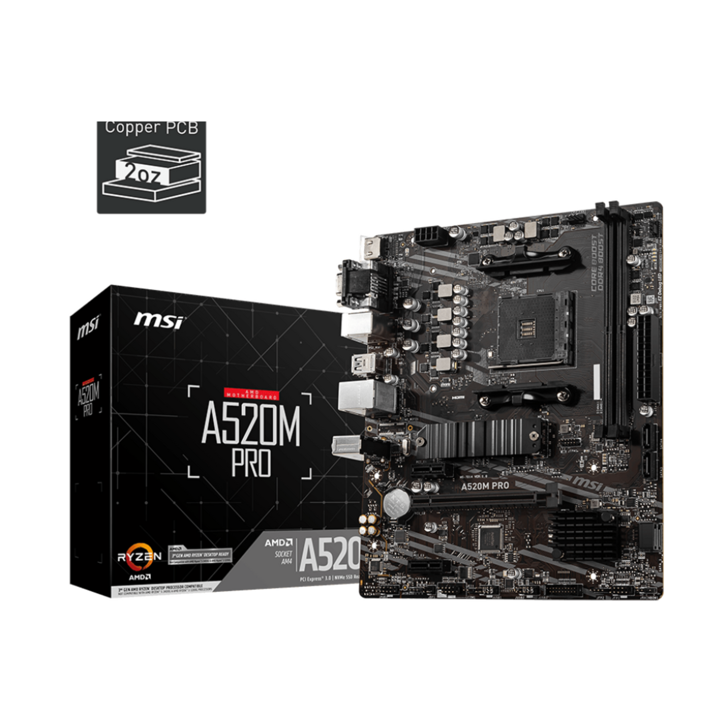 Mother MSI A520M PRO DDR4 AM4 (Series 3000/4000/5000)